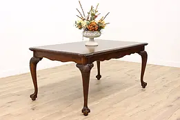 Georgian Design Vintage Walnut Burl Dining Table, Refectory Leaves #43021