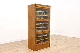 Farmhouse Oak Antique Glass Front Store Display Collector Cabinet, Closet #42881