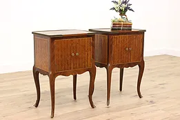 Pair of Antique French Marquetry Nightstands, End or Lamp Tables #36125