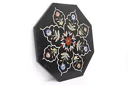 Pietra Dura Parchin Kari Vintage Octagon Granite Marquetry Table Top #42898