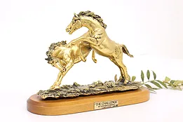 Bronze Wild Horses "The Challenge" Vintage Sculpture, Granget #42743
