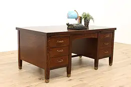 Art & Crafts Mission Oak Antique Office or Library Desk, Commercial #43080