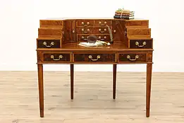 Georgian Vintage Walnut & Burl Office or Library Writing Desk #43154