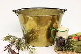 Industrial Antique Brass Farmhouse Kettle or Cauldron, Iron Handle #43179