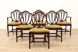 Set of 6 Georgian Design Vintage Shield Back Dining Chairs New Upholstery #43149