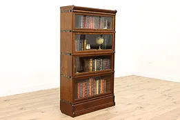 Arts & Crafts 4 Stack Antique Oak Lawyer, Office Library Bookcase, Globe #43115