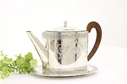 Italian Hand Crafted Silver Presentation Teapot & Tray Braganti Florence  #41507
