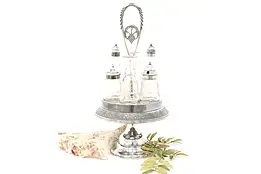 Victorian Antique Silverplate Castor or Cruet Condiment Set, Pairpoint #41454