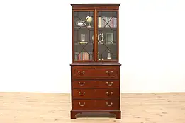 Georgian Design Vintage Mahogany Secretary Desk & Bookcase, Baker #42591