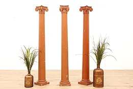 Set of 3 Antique Architectural Salvage Ionic Painted Columns #42328