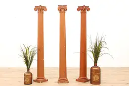 Set of 3 Antique Architectural Salvage Ionic Painted Columns #42328