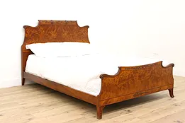 French Design Vintage Carved Flame Grain Mahogany Full Size Bed Romweber #43202