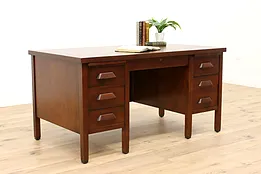 Traditional Vintage Walnut Office or Library Executive Desk, File Drawer #35131
