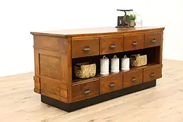 Farmhouse Antique Country Store Counter Kitchen Island, Bar, TV Console #40711