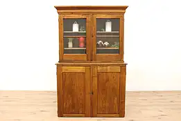 Farmhouse Antique Butternut Country Cabinet Kitchen Pantry Cupboard #43242