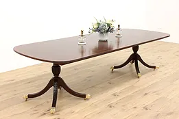 Georgian Design Vintage Banded Mahogany Dining Table, 2 Leaves, Councill #41519
