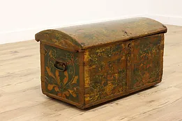 Rosemaling Norwegian Antique 1777 Farmhouse Dowry Chest or Trunk #43164