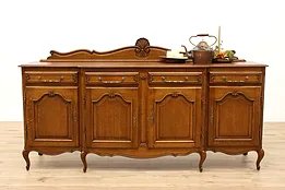 Country French Carved Oak Vintage Buffet, Bar Cabinet, Hall, TV Console #43011