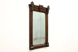 Victorian Eastlake Antique Carved Walnut Wall or Hall Mirror #43141