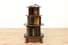 Traditional Vintage Cherry Chairside Revolving Spinning Tiered Bookcase #43269