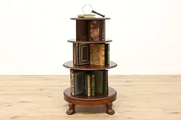 Traditional Vintage Cherry Chairside Revolving Spinning Tiered Bookcase #43269