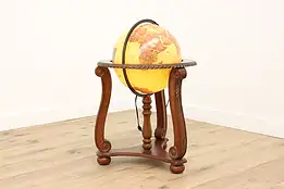 Cram Vintage Lighted 16" Globe of the World with Floor Stand, Butler #43271