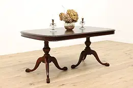 Georgian Design Vintage Mahogany Dining Table, Extends 99" Paw Feet #43148