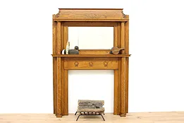 Victorian Architectural Salvage Antique Oak Fireplace Mantel & Mirror #34694
