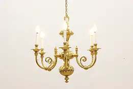 Georgian Traditional Brass 6 Arm Vintage Brass Chandelier #43292