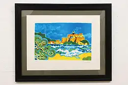 Fortress, Village & Church Vintage Original Serigraph, Guy Charon 32" #43038