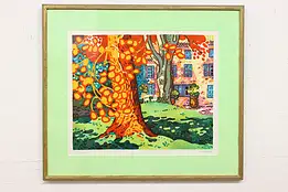 Fall Garden in Backyard Vintage Original Serigraph, Guy Charon 32" #43037