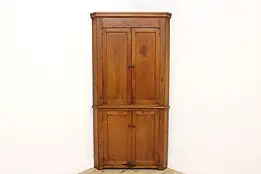 Farmhouse Walnut Corner Cupboard Primitive Ohio Antique 1840 Cabinet #43346