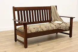 Craftsman Antique Arts & Crafts Mission Oak Hall Bench or Settee, Limbert #43303