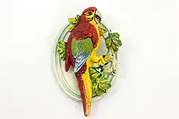 Victorian Salvage Antique Cast Iron Painted Parrot Door Knocker #42428