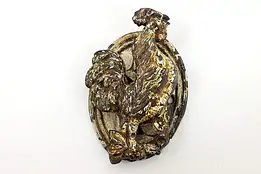 Victorian Salvage Antique Cast Iron Painted Rooster Door Knocker #42421