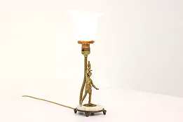 Bronze Antique Sculpture Office Desk Lamp, Onyx Base, Rembrandt #43135