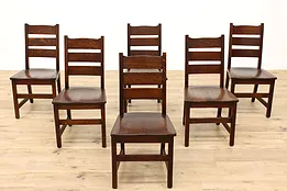 Set of 6 Arts & Crafts Mission Oak Antique Craftsman Dining Chairs, Ford #43301