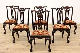 Set of 6 Georgian Vintage Mahogany Dining Chairs, Ball & Claw Feet #38678
