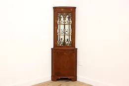 Traditional English Vintage Corner China Cabinet or Display Cupboard #43587