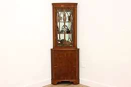 Traditional English Vintage Corner China Cabinet or Display Cupboard  #33753
