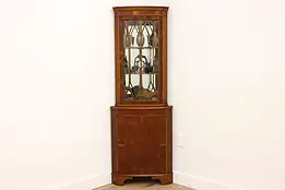 Traditional English Vintage Corner China Cabinet or Display Cupboard  #33753