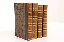 Set of Four Leatherbound Vintage Books in Danish, Gunnarsson #43521