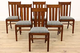 Set of 6 Arts & Crafts Mission Oak Antique Craftsman Dining Chairs #42402