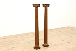 Pair of Architectural Salvage Antique 47" Oak Ionic Columns #43428