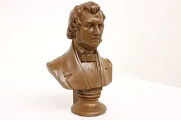 Chopin Bust of Musical Composer Victorian Antique Sculpture, Hennecke #43223