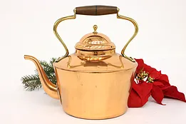Farmhouse Vintage Solid Copper Large Teapot or Kettle, Portugal #43513
