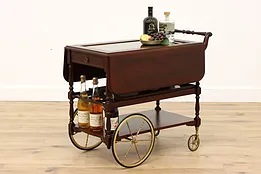 Traditional Mahogany German Vintage Rolling Bar, Tea or Dessert Cart #36909