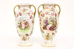 Pair of Victorian Antique Porcelain Portrait Vases or Amphoras, Kaufmann #43606