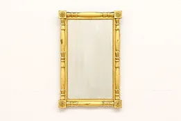 Federal Antique 1820s Carved Gold Leaf Mirror #43517