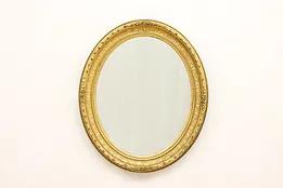 Victorian Antique Carved Gilt Oval Hall, Sideboard or Mantel Mirror #43506